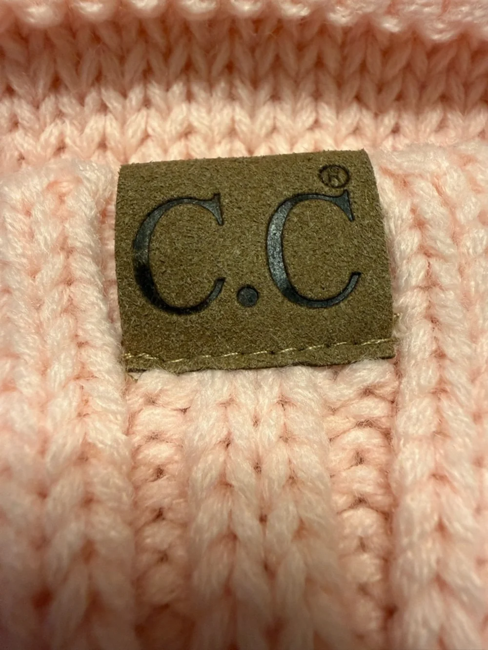 C.C Women's Exclusive Knitted Pink Cable Knit Knitted Hat Beanie with LG Pom Pom